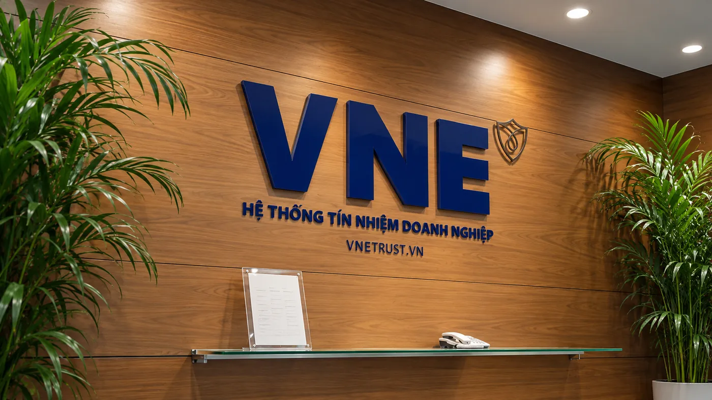 Không gian tiếp đón với nhận diện VNE – Hệ thống tín nhiệm doanh nghiệp